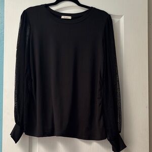 Polka Dot Mesh Sleeve Top